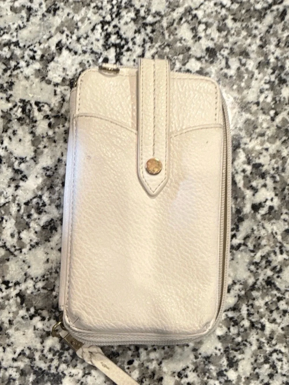 The Sak Cream Leather Zip Card Wallet